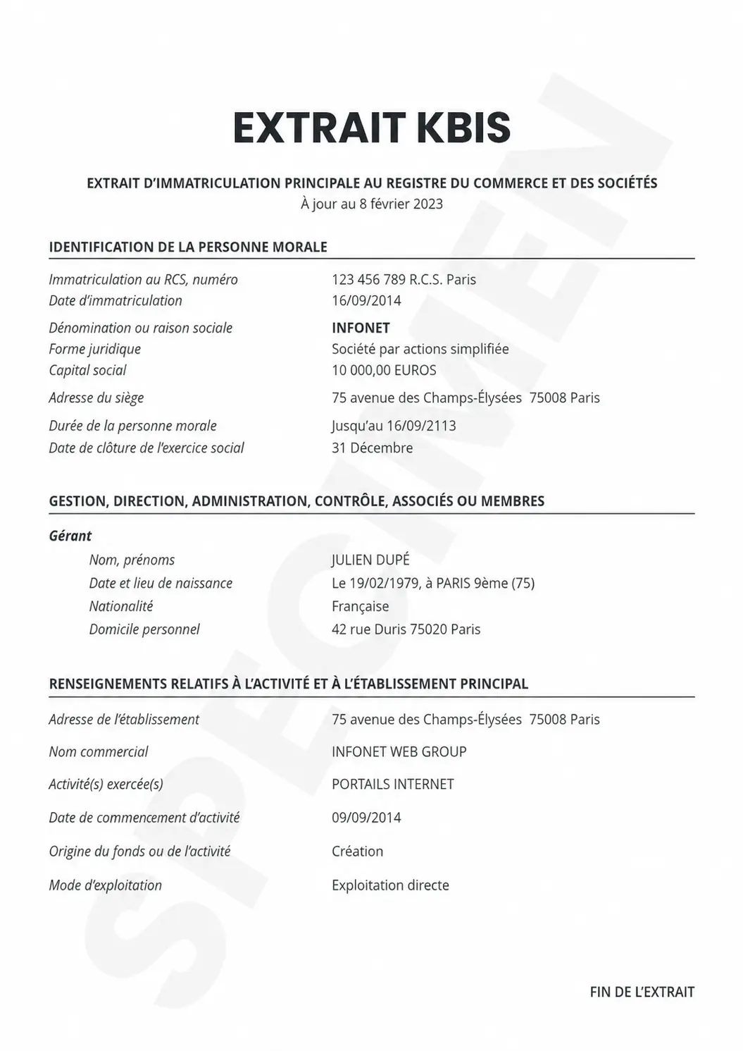 Exemple de fiche entreprise